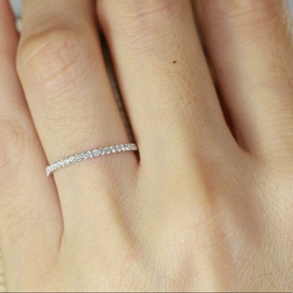 Jewelry - .20CT Natural Diamond 10K Solid White Gold Band